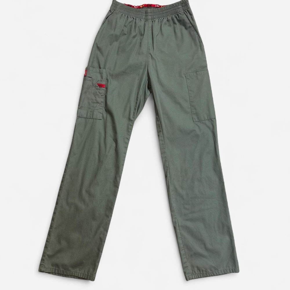 Dickies Olive Green Cargo Scrub Pants with Elastic Waist size XS